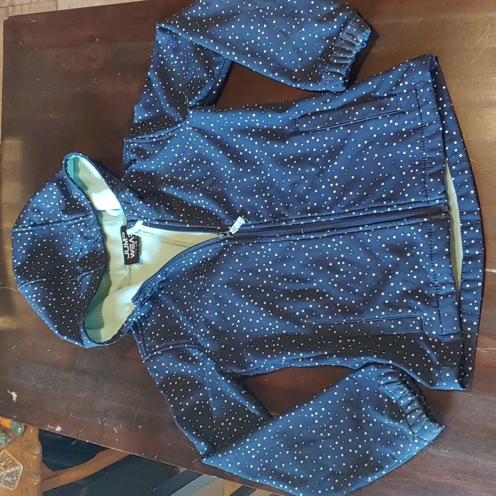 Girls Spring Jacket size Large (10-12) Blue with white polka dots